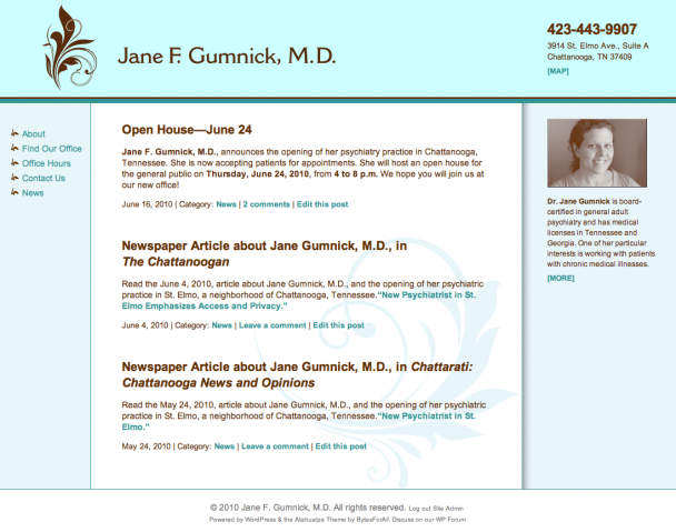 Website for Jane F. Gumnick, M.D.